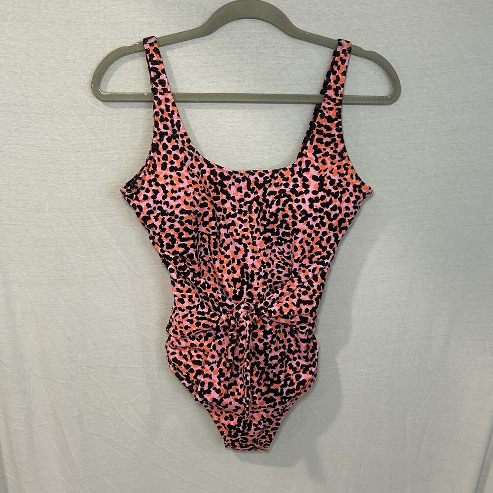 Fabletics Womens Size Small Scoop Tie Back One Piece Swimsuit Orange Safari NWT